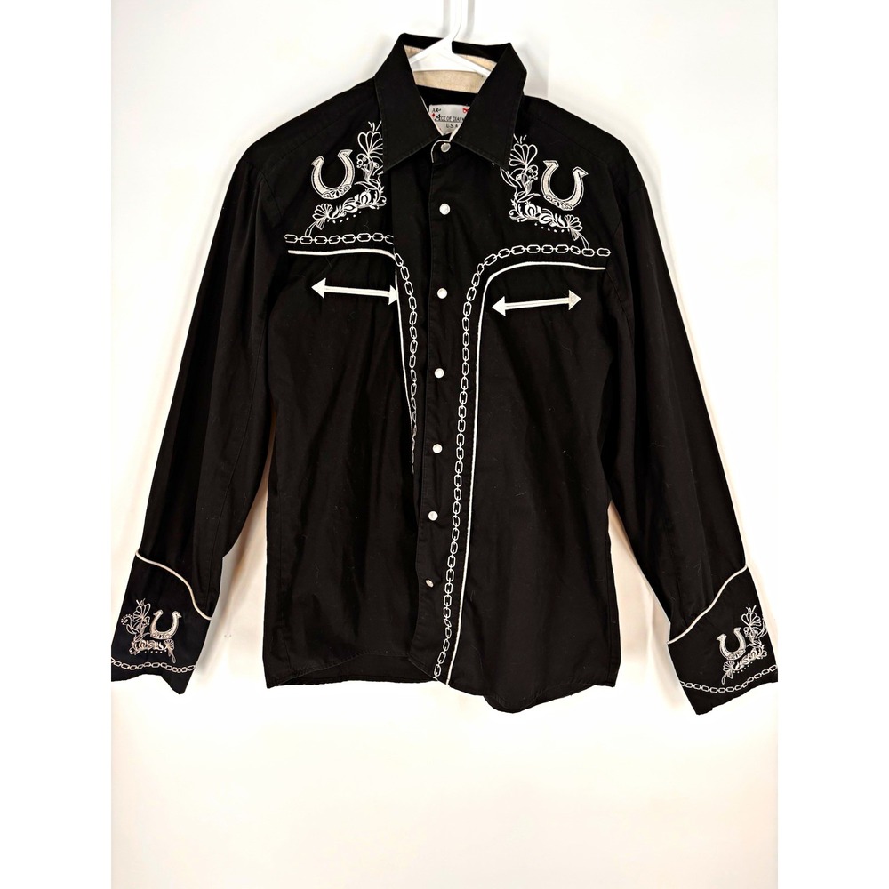 Ace of Diamond Mens Western Embroidered Button Up Shirt M Ranch Cowboy Concert